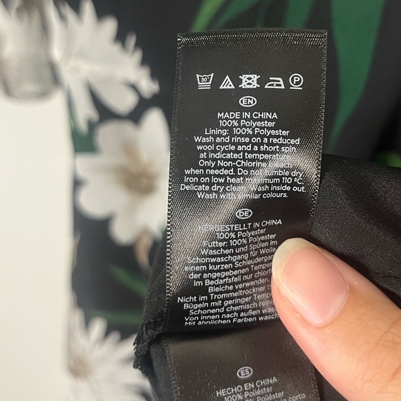 Hobbs London Dress green white black Floral Print Midi Length Dress size 2 - Picture 7 of 11